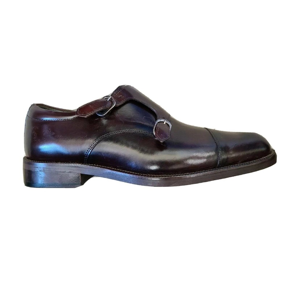 Studio Belvedere Double Monk Strap Brown Cap Toe Mens Dress Shoes Size 8